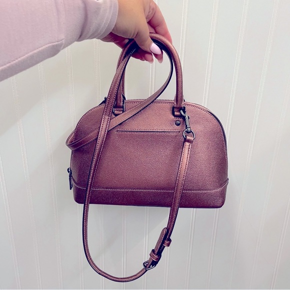 Coach Mini Sierra Satchel Crossbody Bag Metallic Dusty Blush Pink - Picture 3 of 6